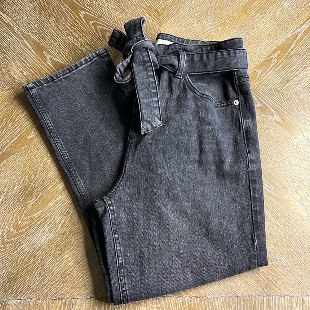 TOPSHOP Washed Out Black Belted Jean 30